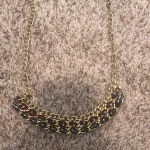 Fabric threaded gold necklace
